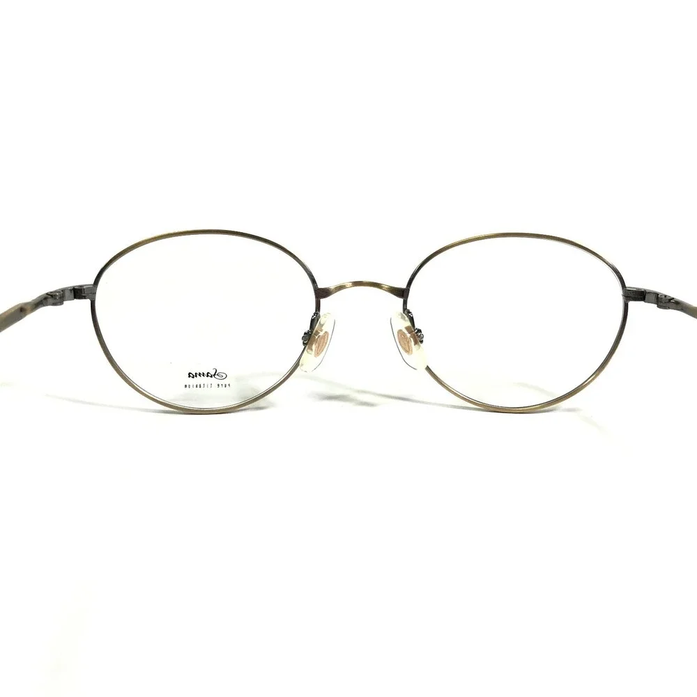 Sama 1701 ATG Eyeglasses Frames Gold Round Titanium Full Wire Rim 49-20-140